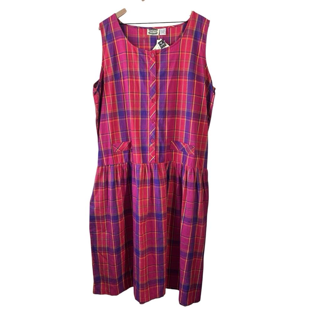 VTG Separate Issue Womens Dress 22 Pink‎ Plaid Prairie Peasant Cottage Kmart New